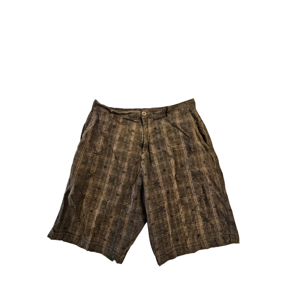Burnside Mens Plaid Cargo Shorts Grey Black Size 34‎ Casual Outdoor